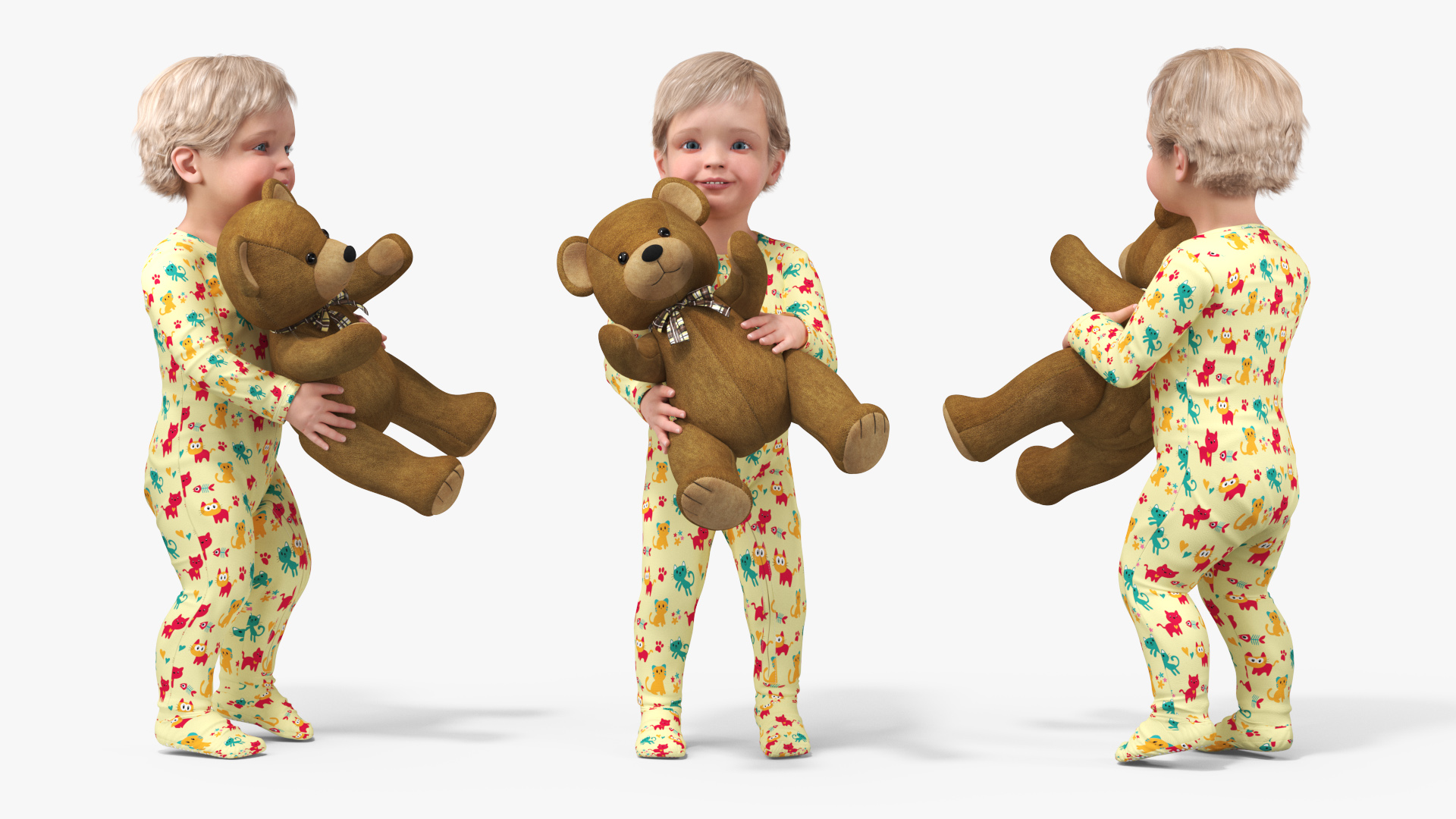 3D Toddler with Stuffed Teddy Bear