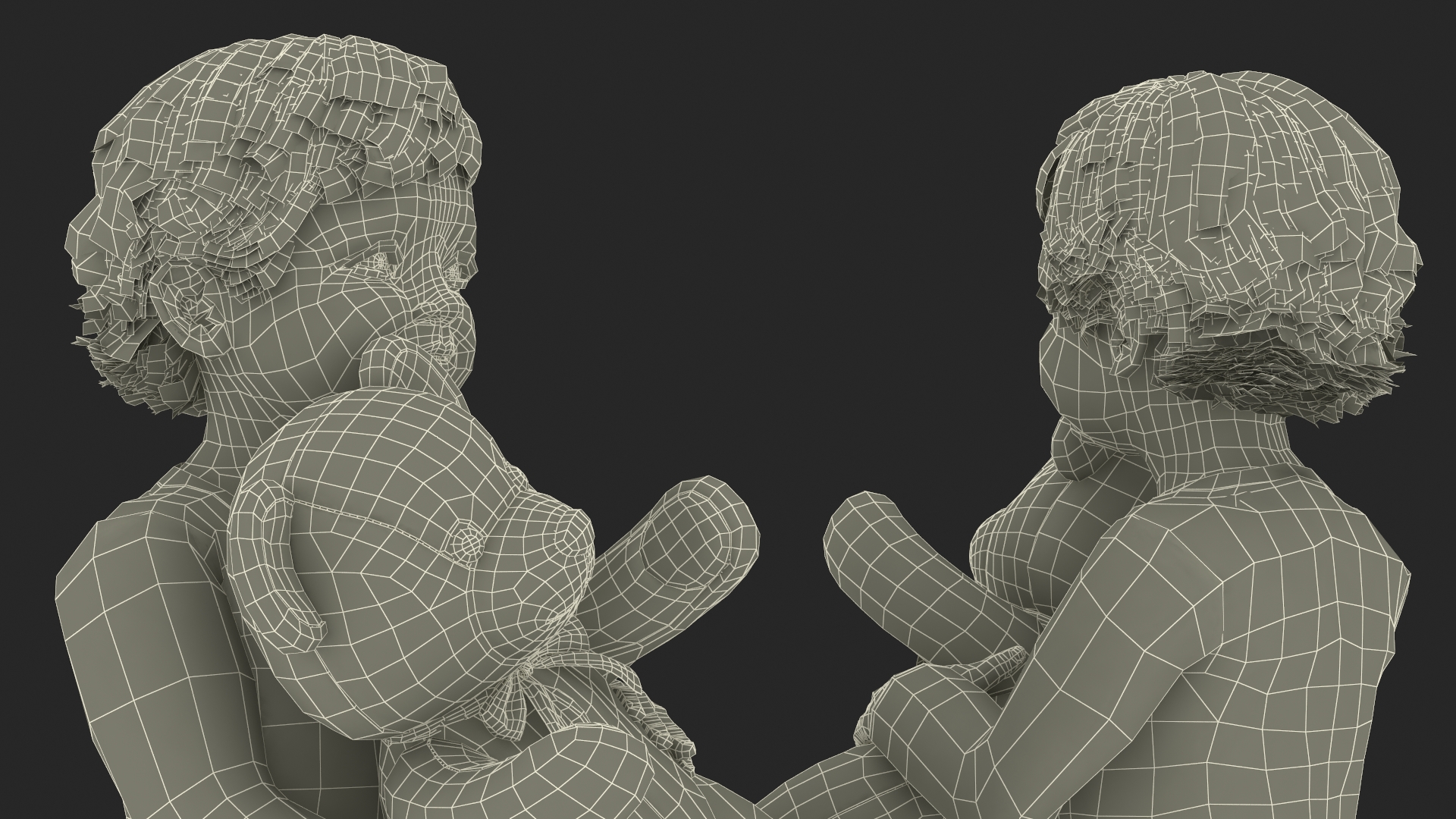 3D Toddler with Stuffed Teddy Bear