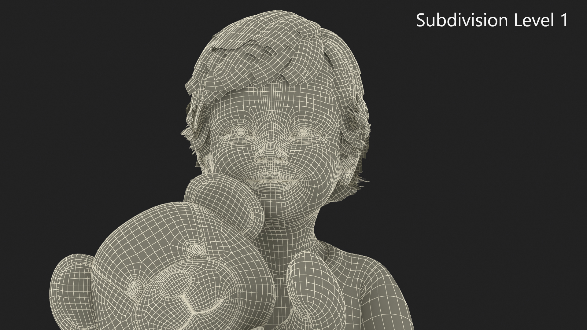 3D Toddler with Stuffed Teddy Bear