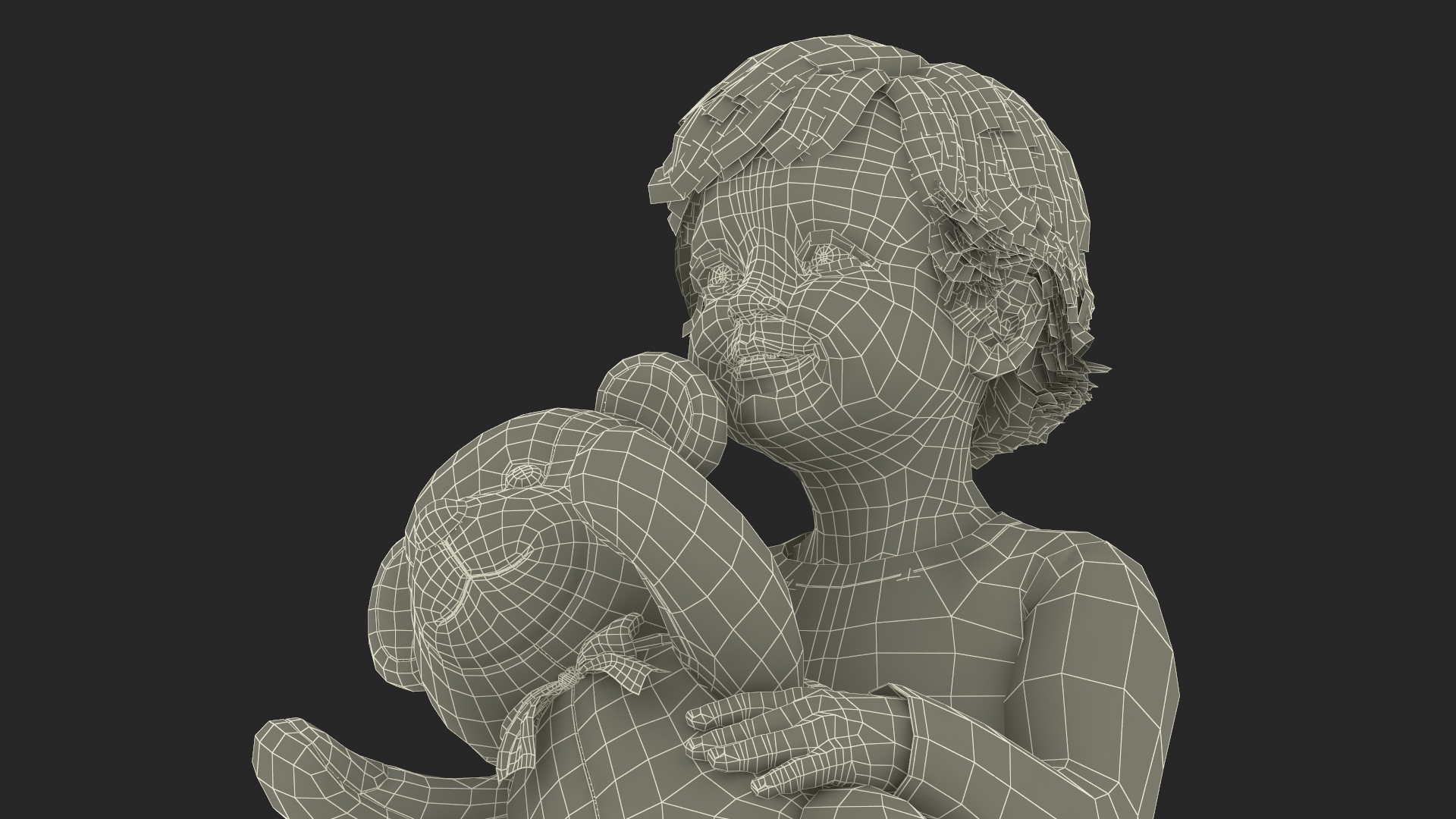 3D Toddler with Stuffed Teddy Bear
