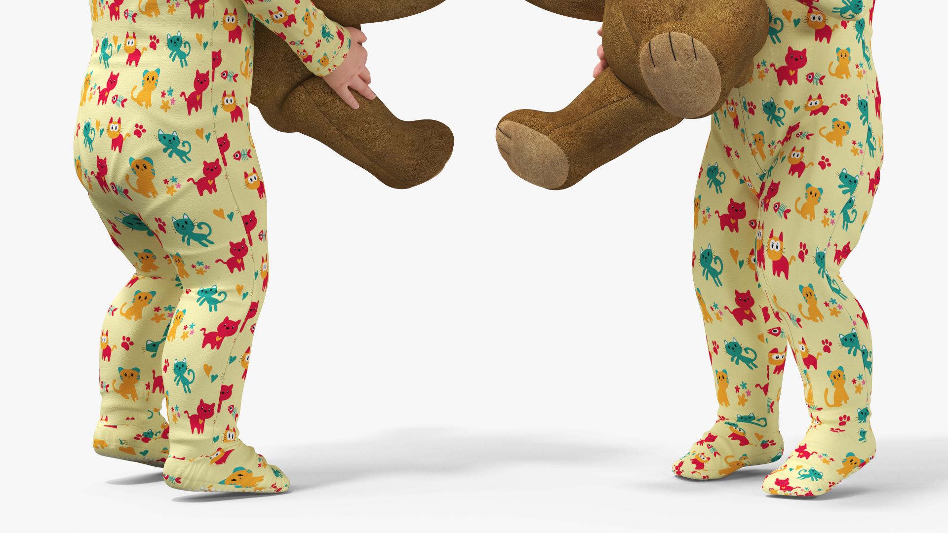 3D Toddler with Stuffed Teddy Bear