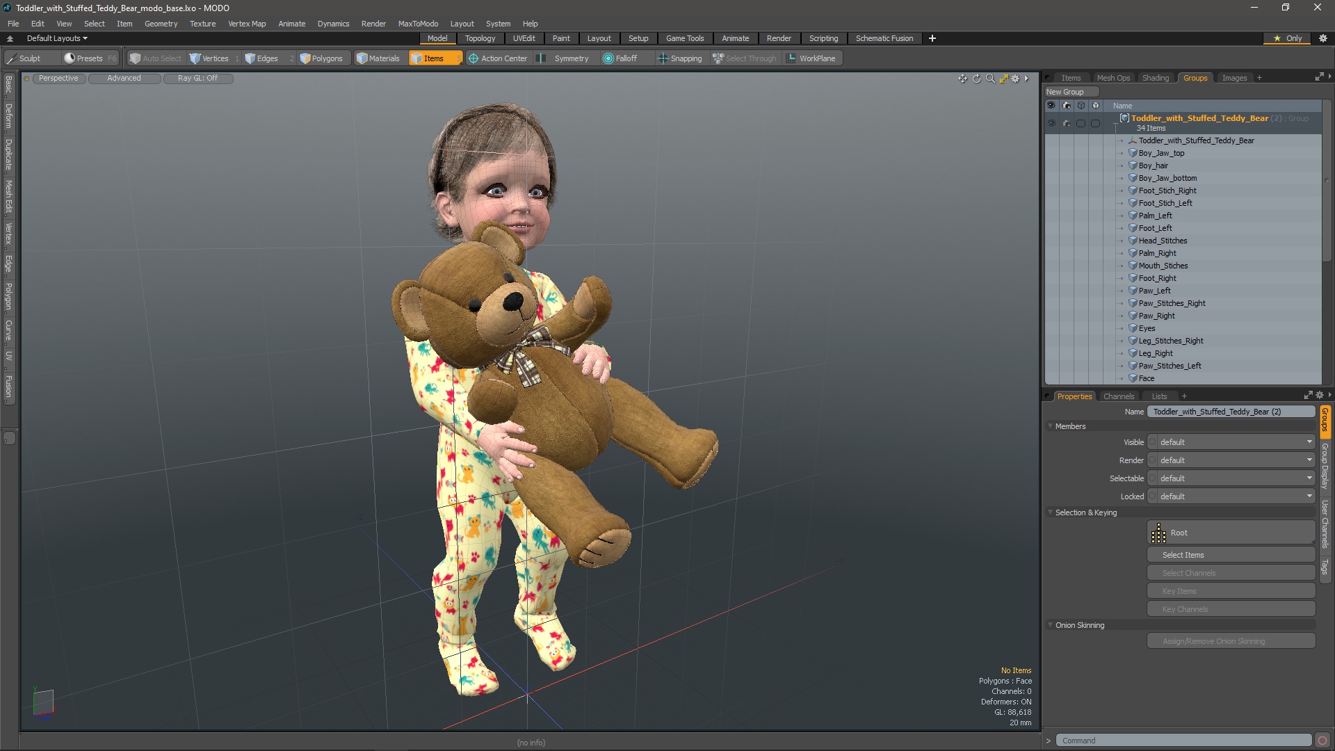 3D Toddler with Stuffed Teddy Bear