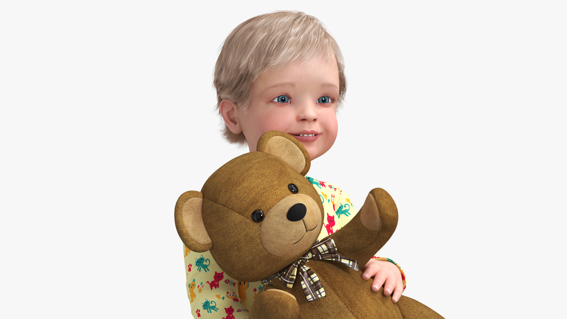 3D Toddler with Stuffed Teddy Bear