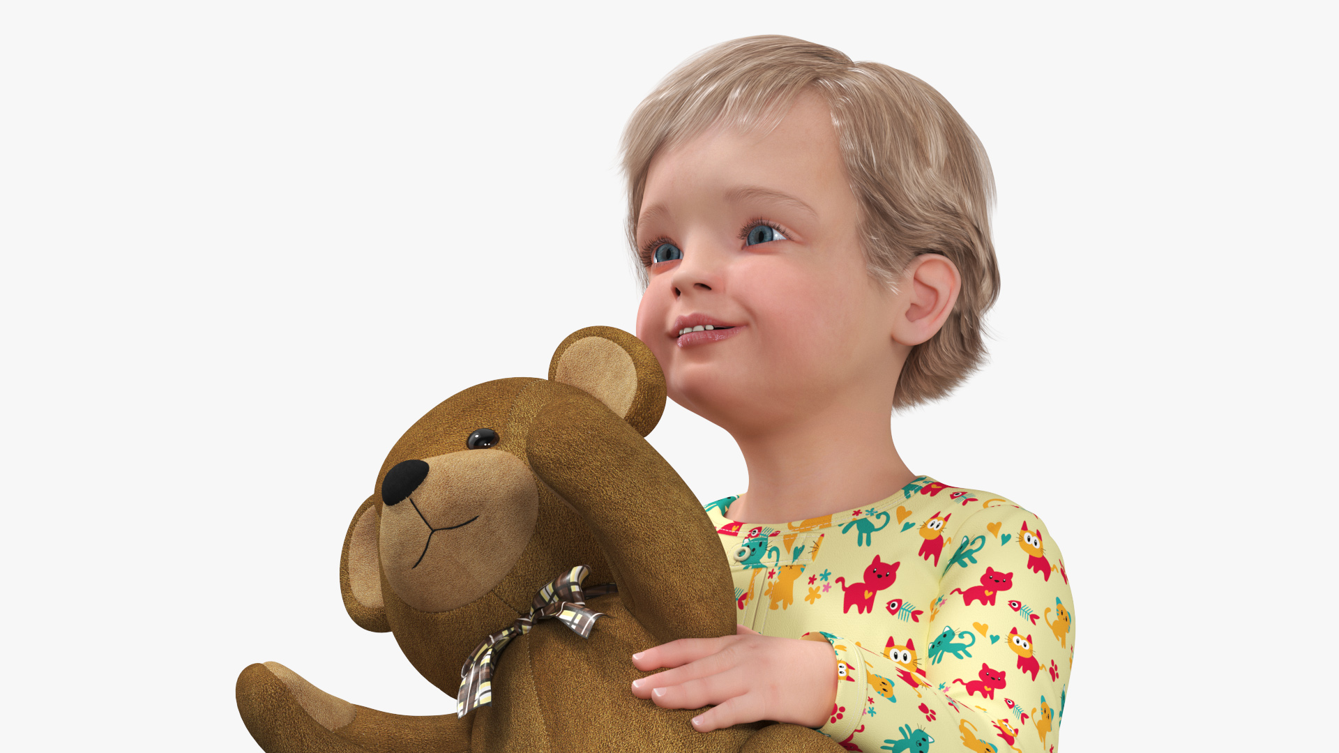 3D Toddler with Stuffed Teddy Bear