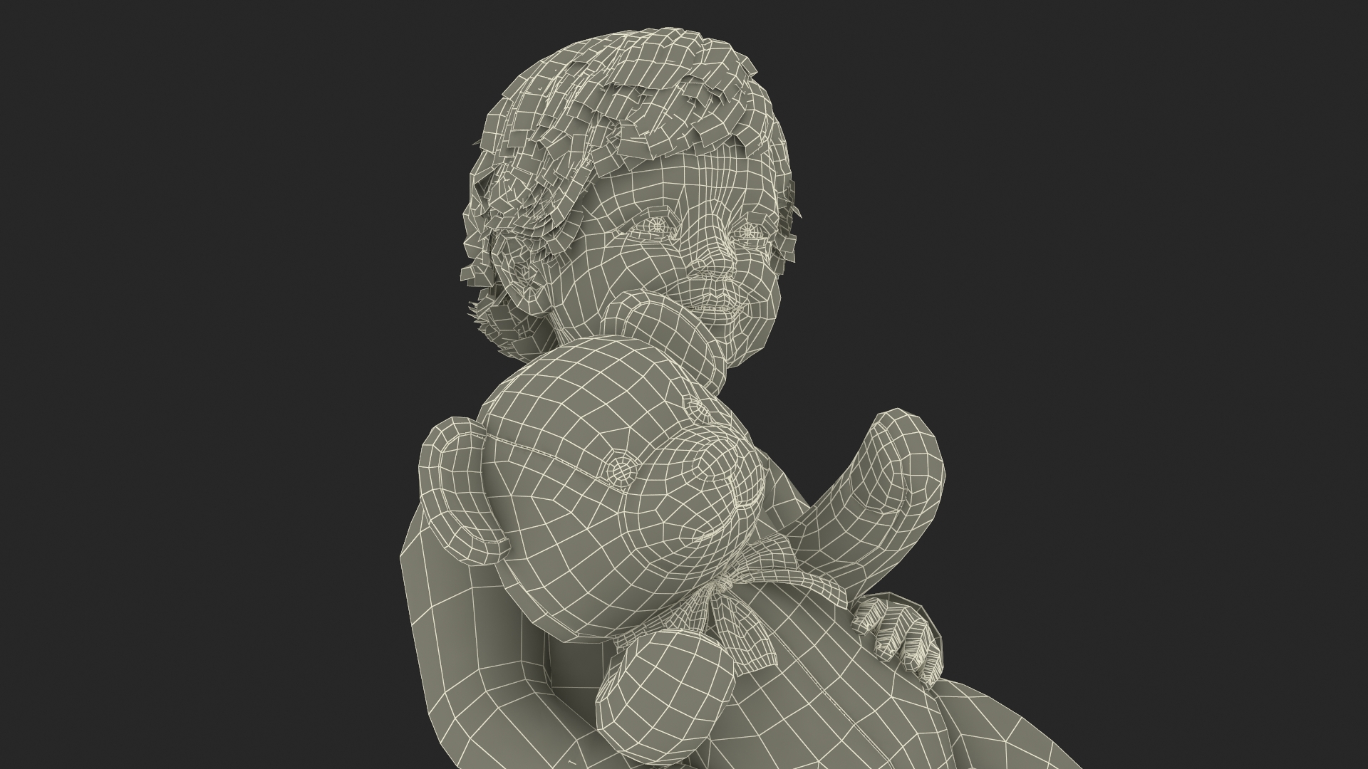 3D Toddler with Stuffed Teddy Bear