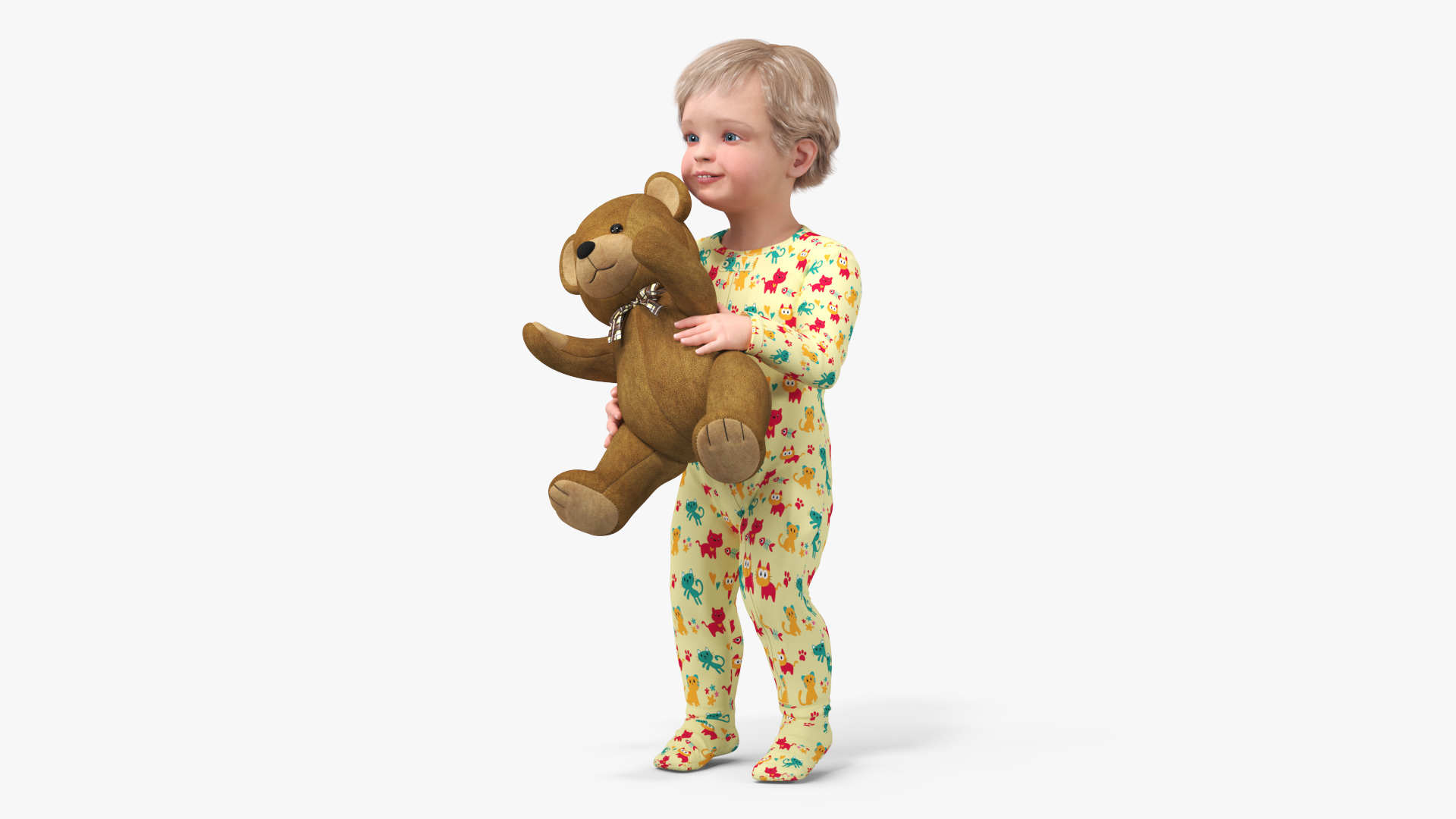 3D Toddler with Stuffed Teddy Bear