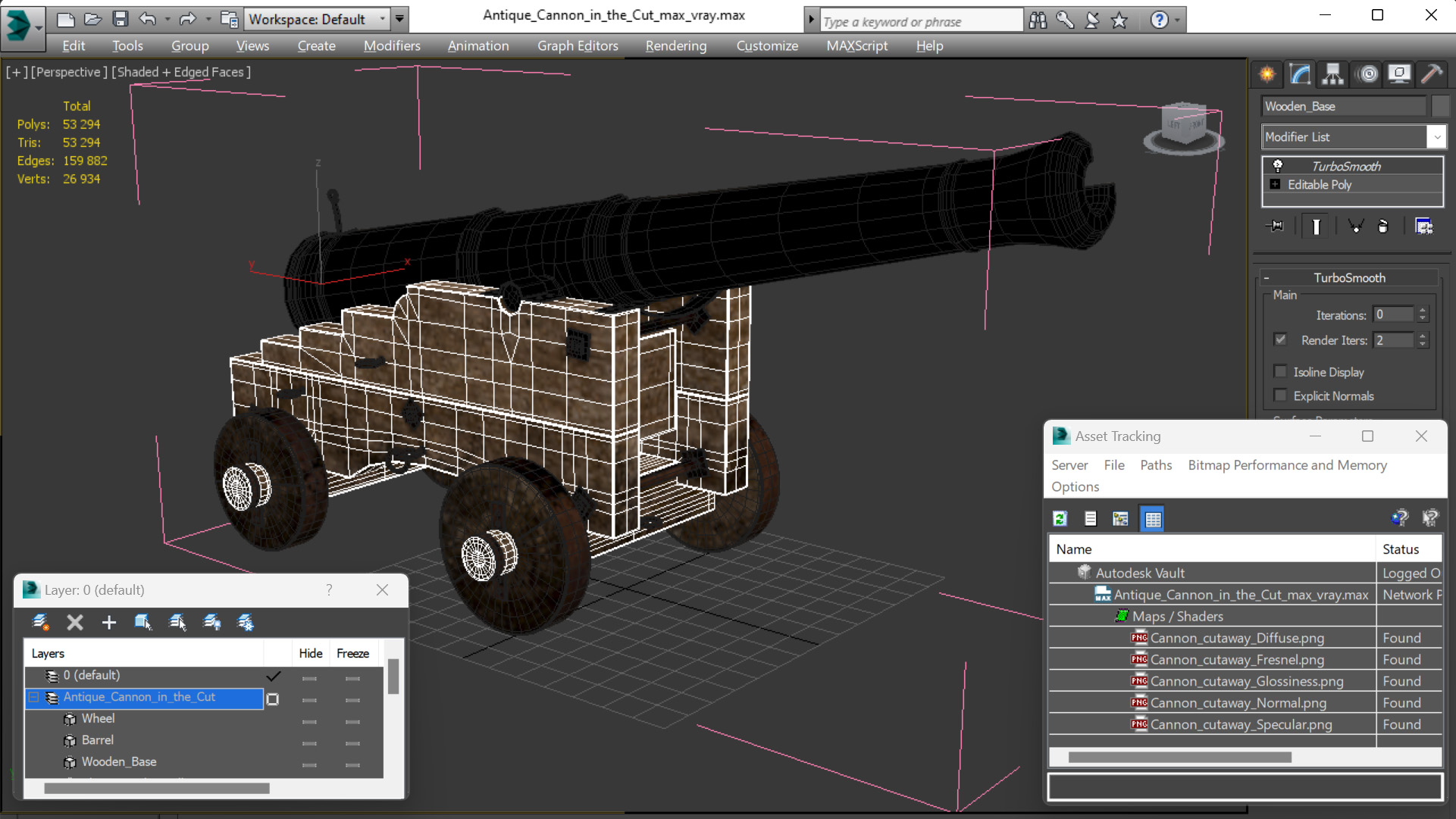 3D model Antique Cannon in the Cut