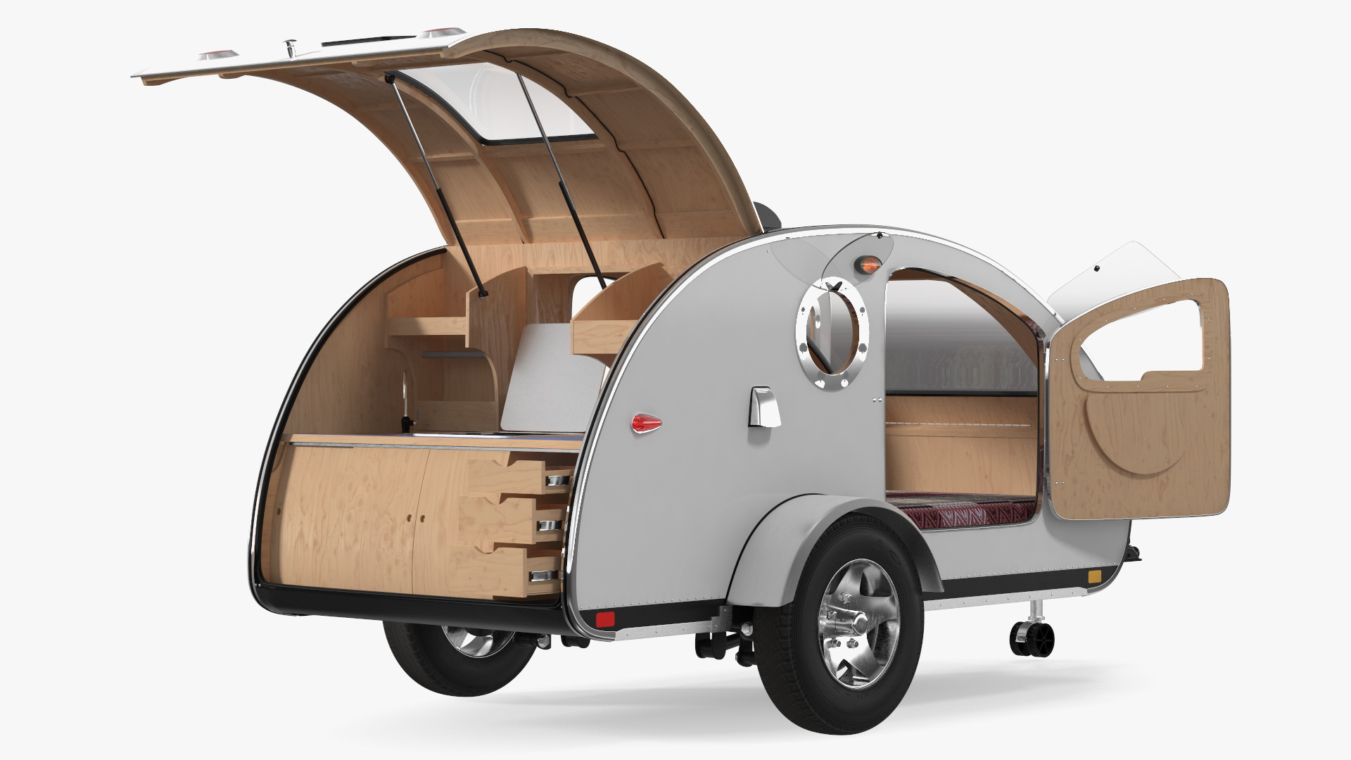 3D Teardrop Camping Trailer Rigged