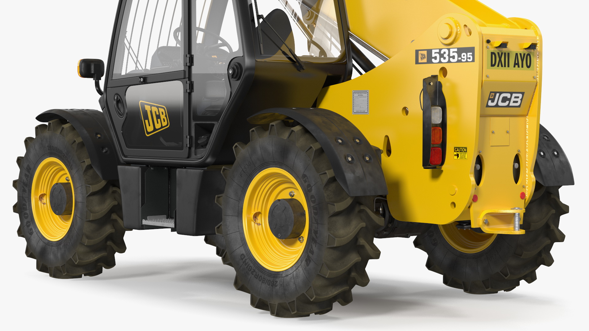 Forklift Truck JCB 535 with Pallet and Boxes 3D model