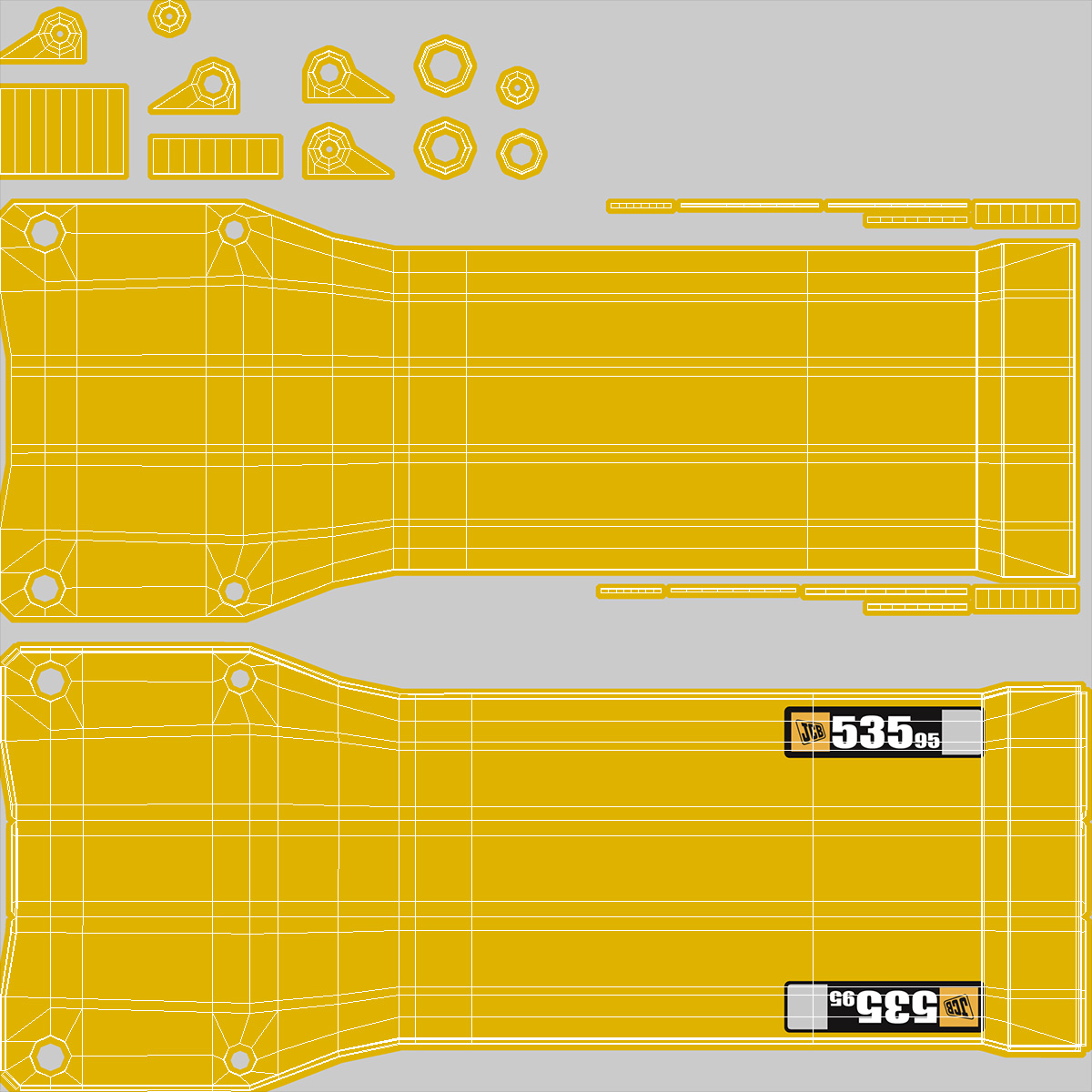 Forklift Truck JCB 535 with Pallet and Boxes 3D model