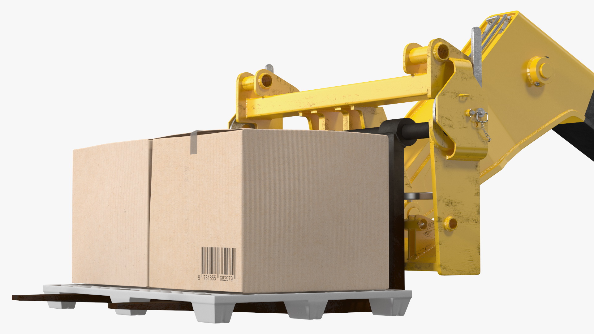 Forklift Truck JCB 535 with Pallet and Boxes 3D model