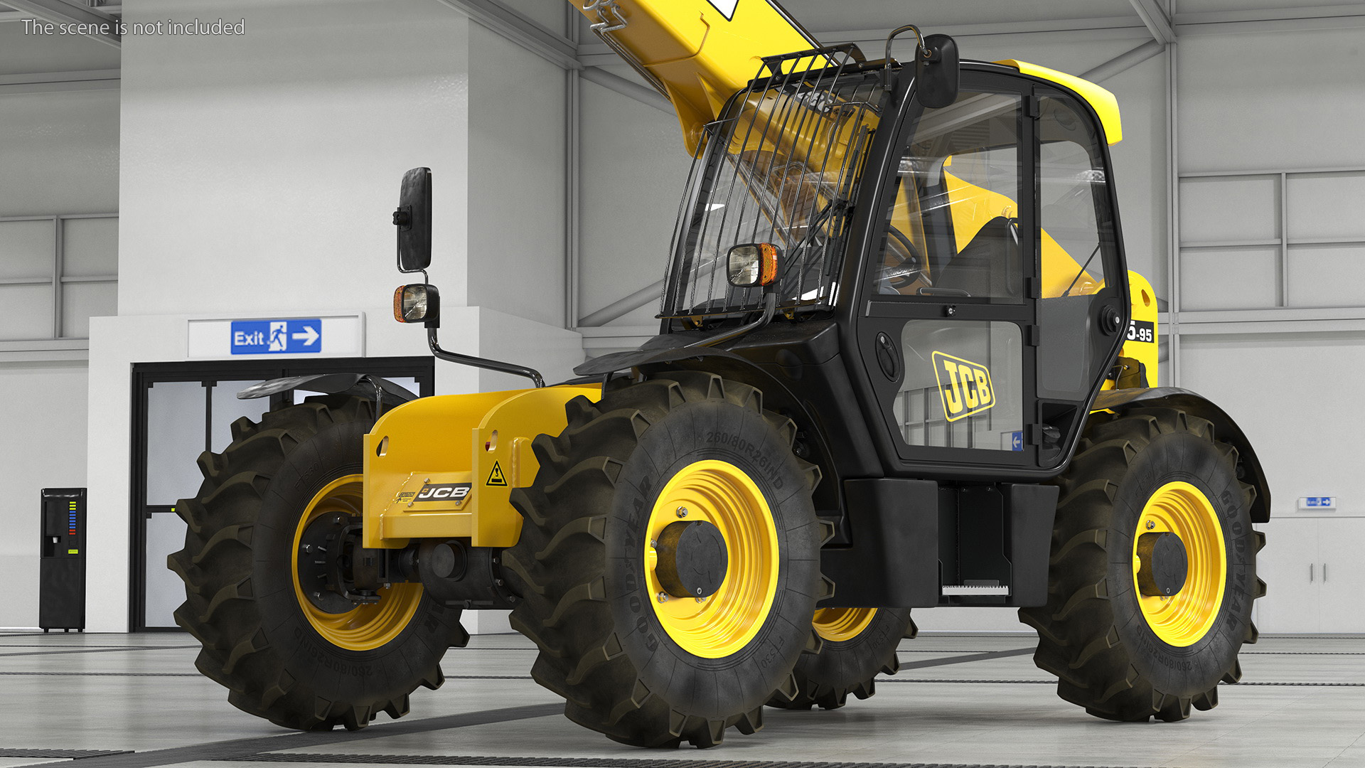Forklift Truck JCB 535 with Pallet and Boxes 3D model