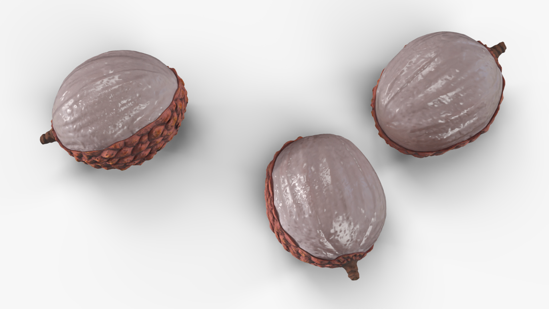 3D Half Peeled Lychee Pink model