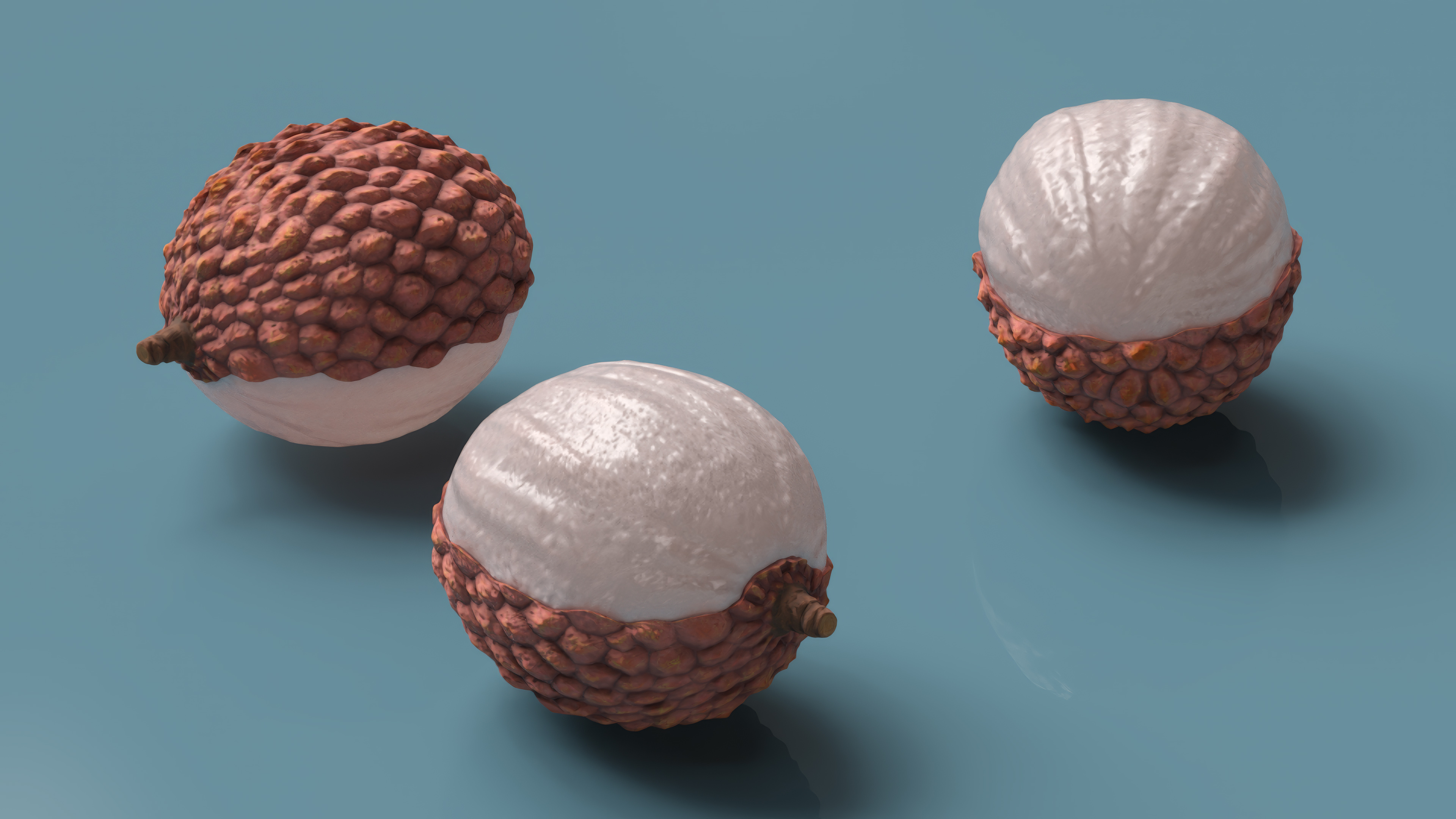 3D Half Peeled Lychee Pink model