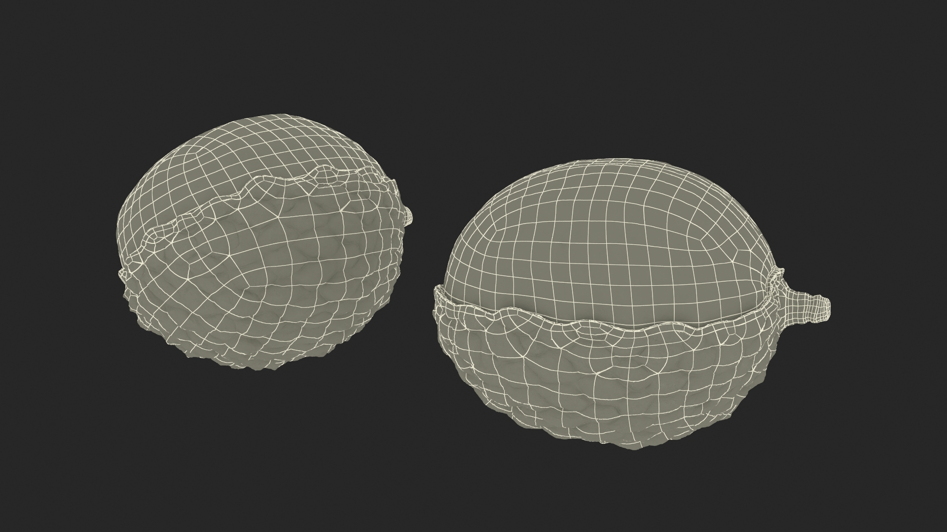 3D Half Peeled Lychee Pink model