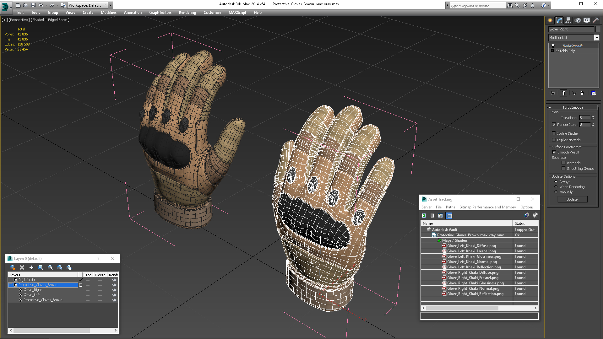3D Protective Gloves Brown model