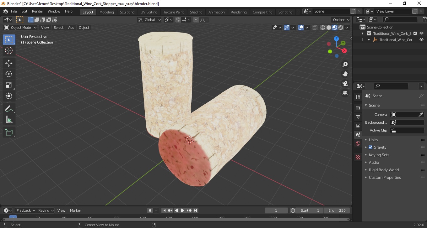 Traditional Wine Cork Stopper 3D model
