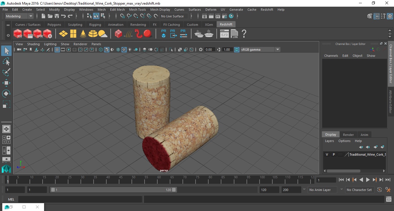 Traditional Wine Cork Stopper 3D model