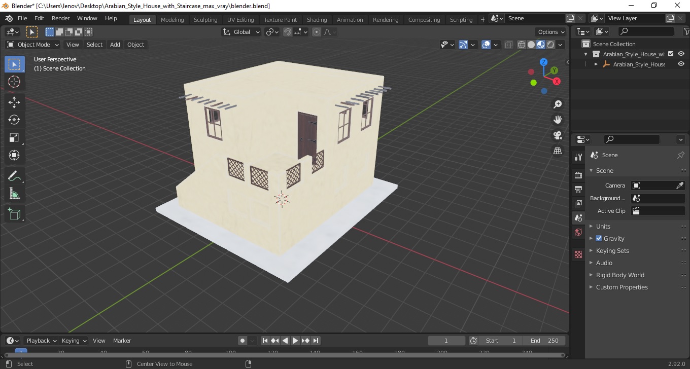 Arabian Style House with Staircase 3D model