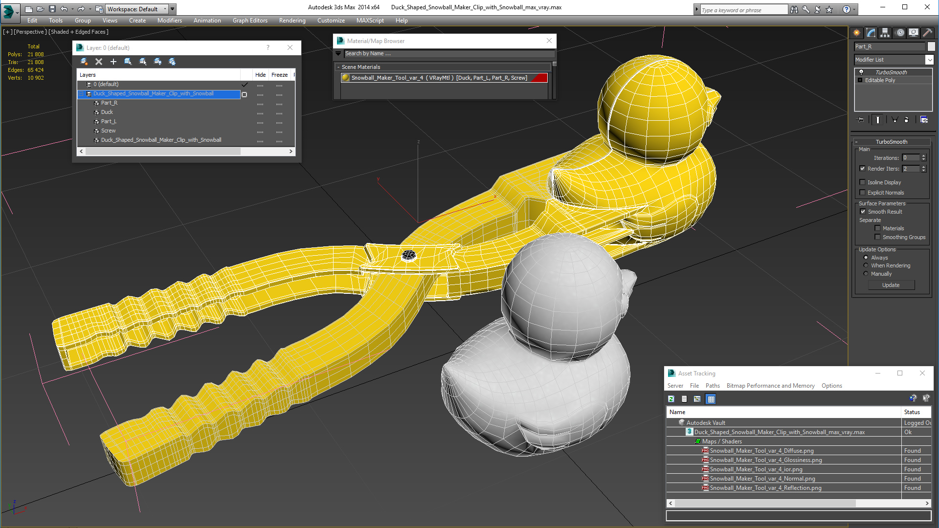 3D model Duck Shaped Snowball Maker Clip with Snowball