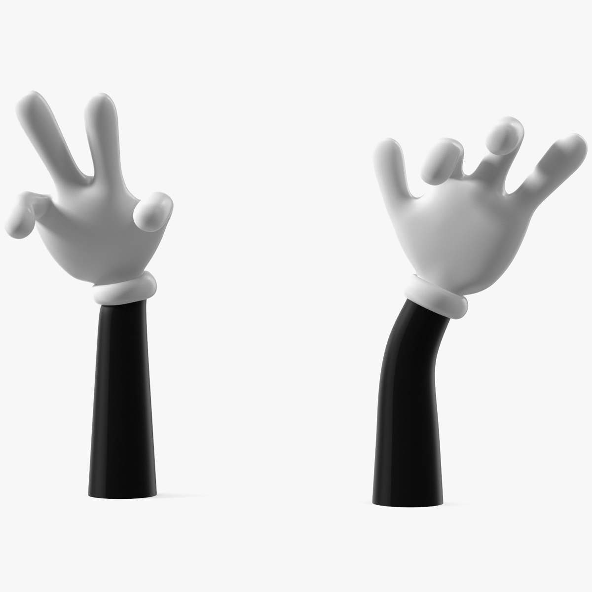 Cartoon Hands in Gloves Rigged for Cinema 4D 3D model