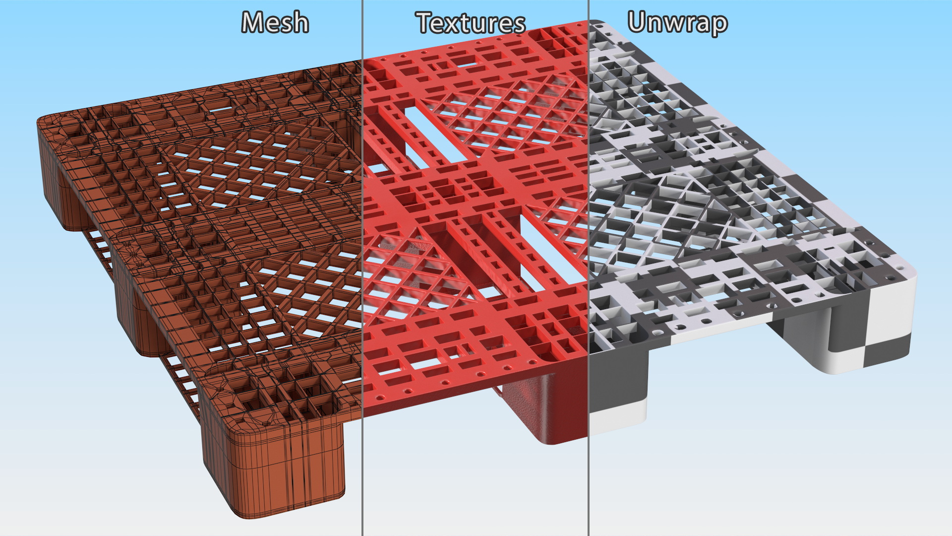 3D Red Plastic Pallet model