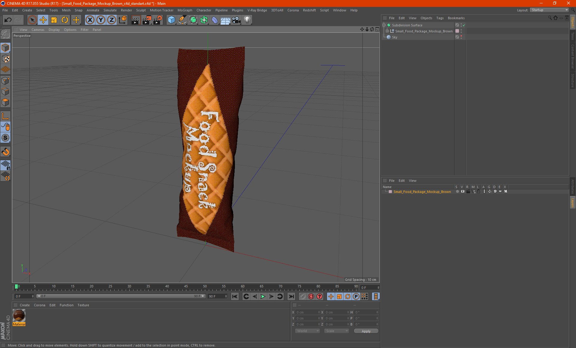 3D Small Food Package Mockup Brown