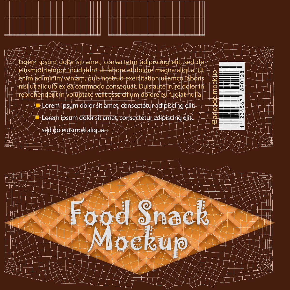 3D Small Food Package Mockup Brown