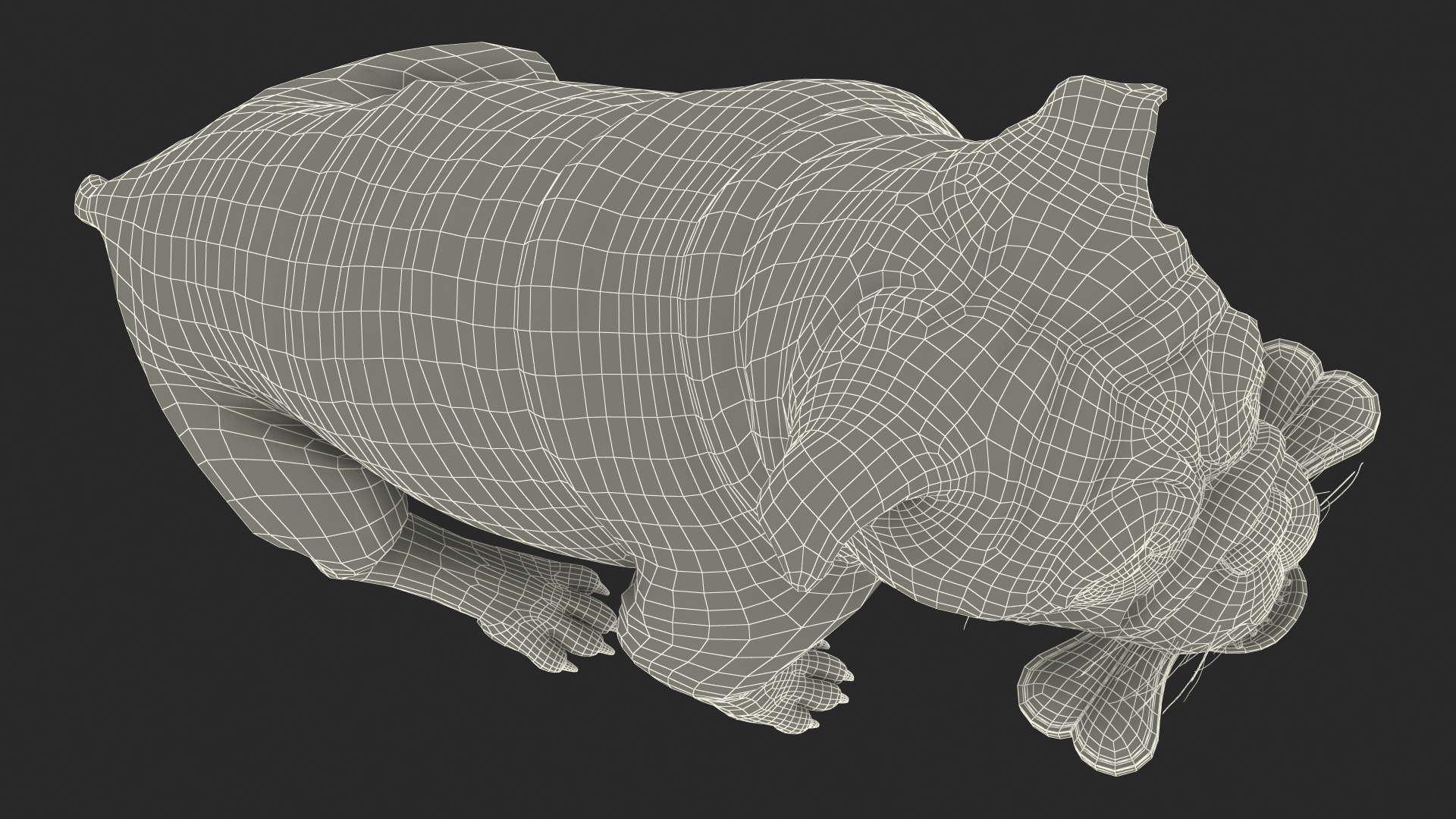 Bulldog with a Chewing Bone in His Mouth Fur 3D model