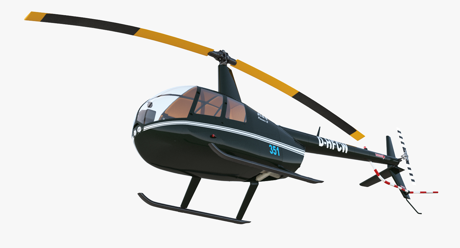 3D Light Helicopter Robinson R44 Rigged 2 model