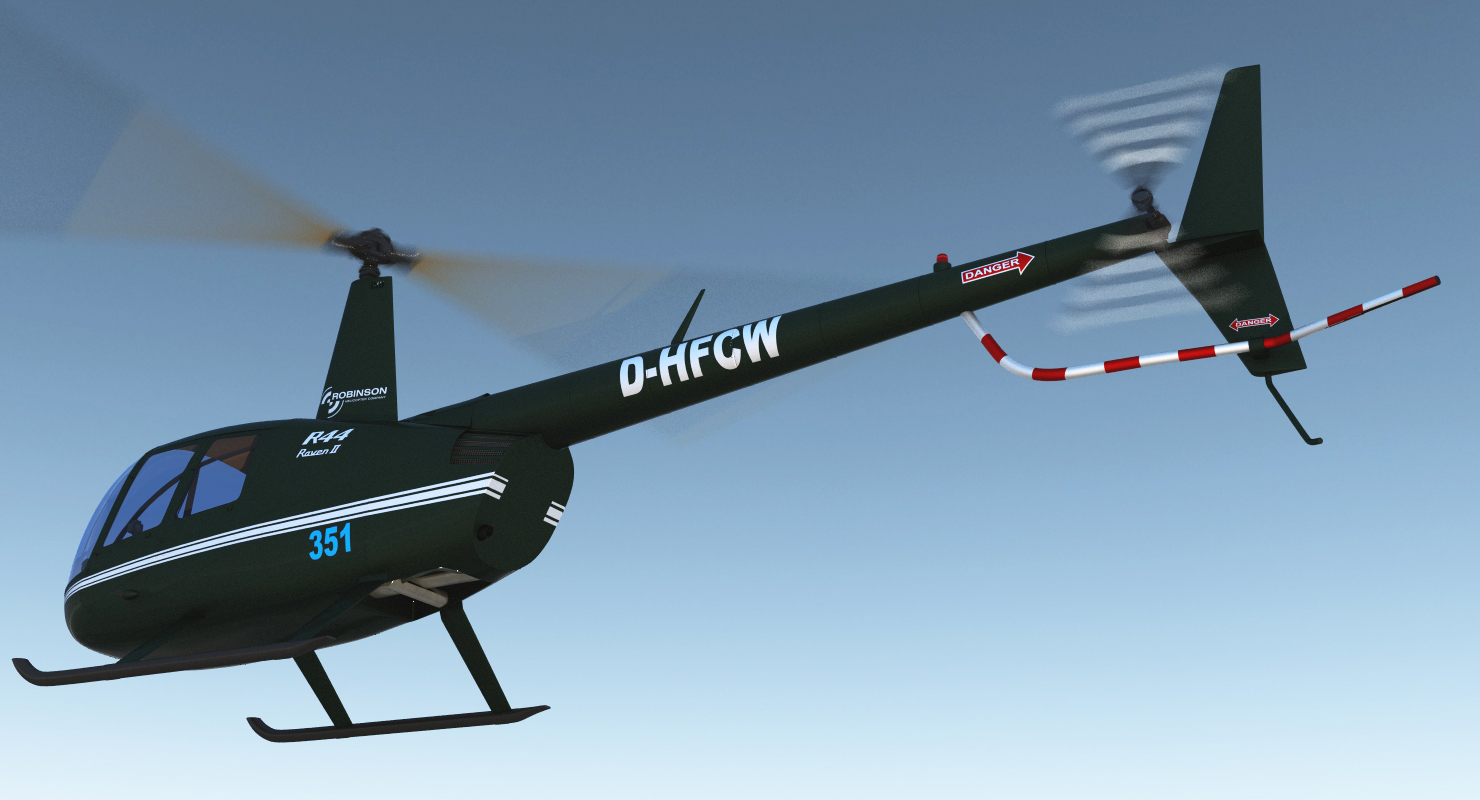 3D Light Helicopter Robinson R44 Rigged 2 model