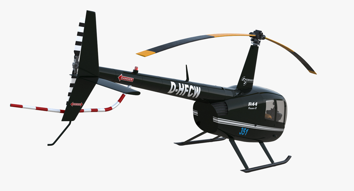 3D Light Helicopter Robinson R44 Rigged 2 model