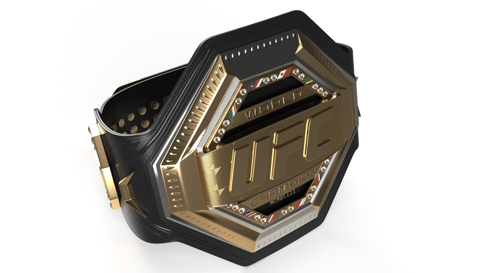 3D model UFC Fighting Arena with MMA Champion Fur