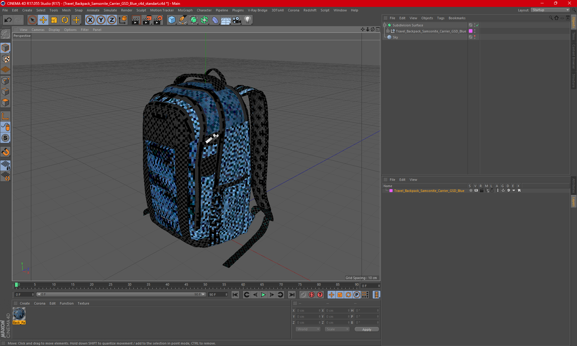 Travel Backpack Samsonite Carrier GSD Blue 3D