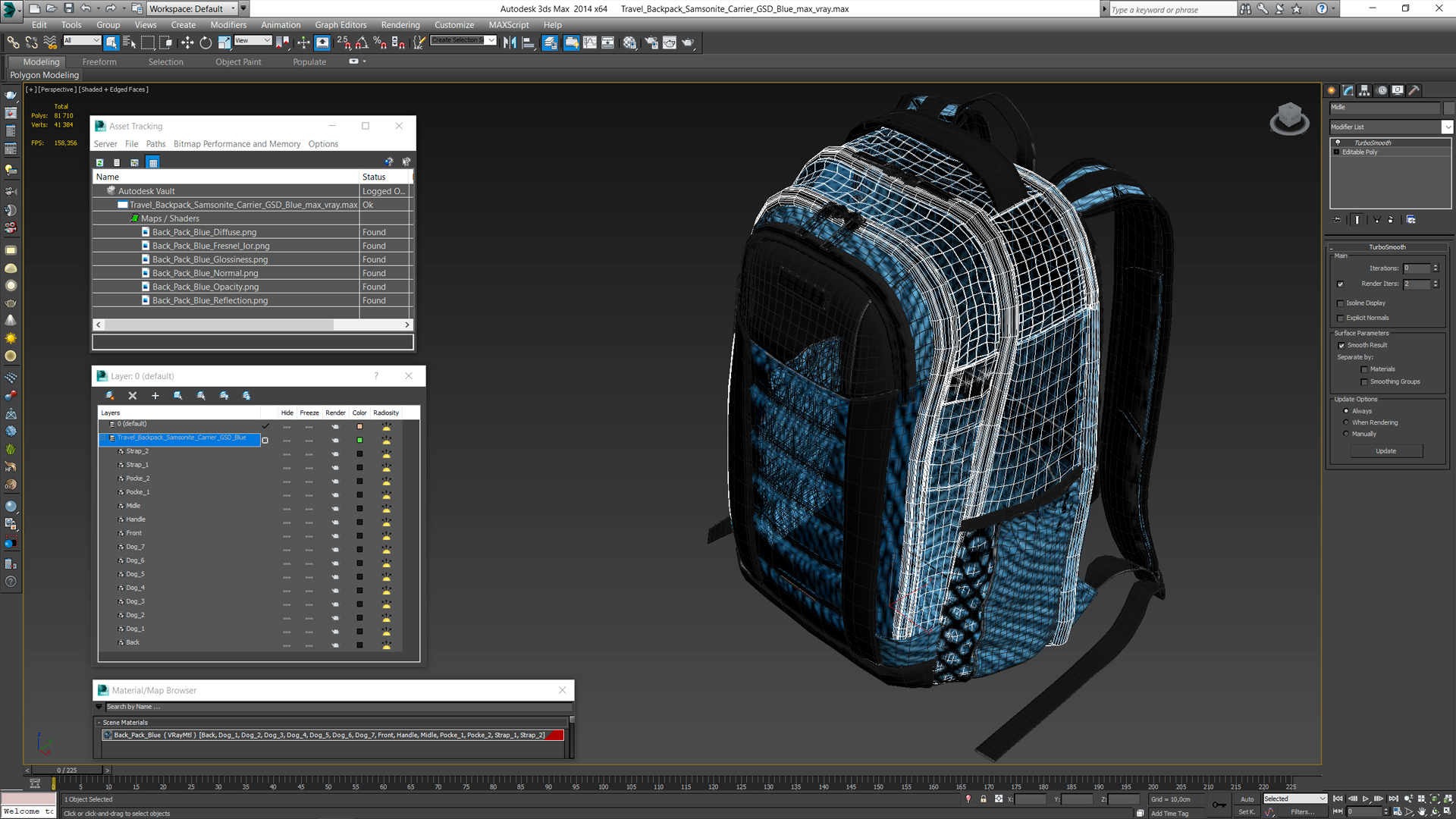 Travel Backpack Samsonite Carrier GSD Blue 3D
