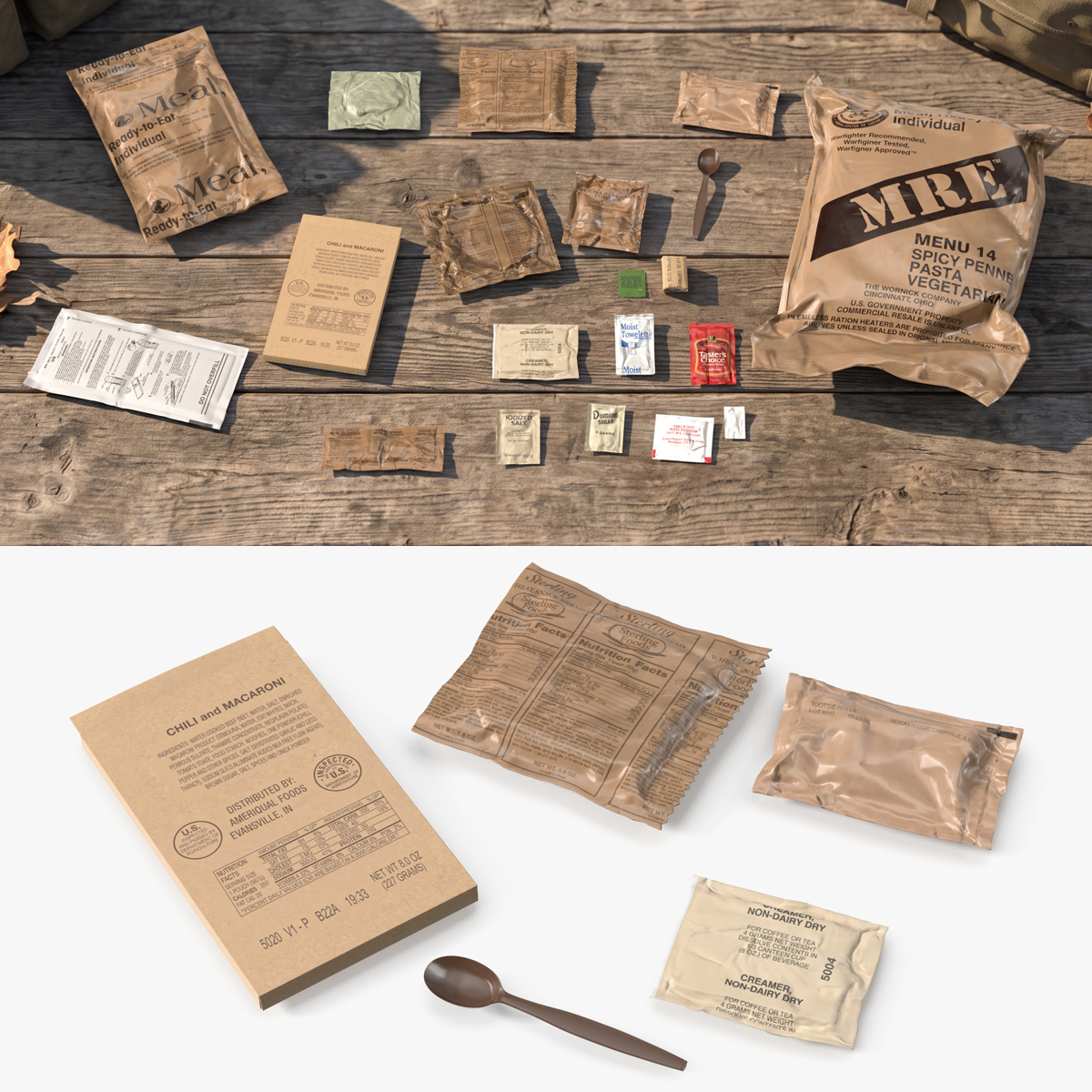 US Military Ration Pack Game Ready 3D model preview