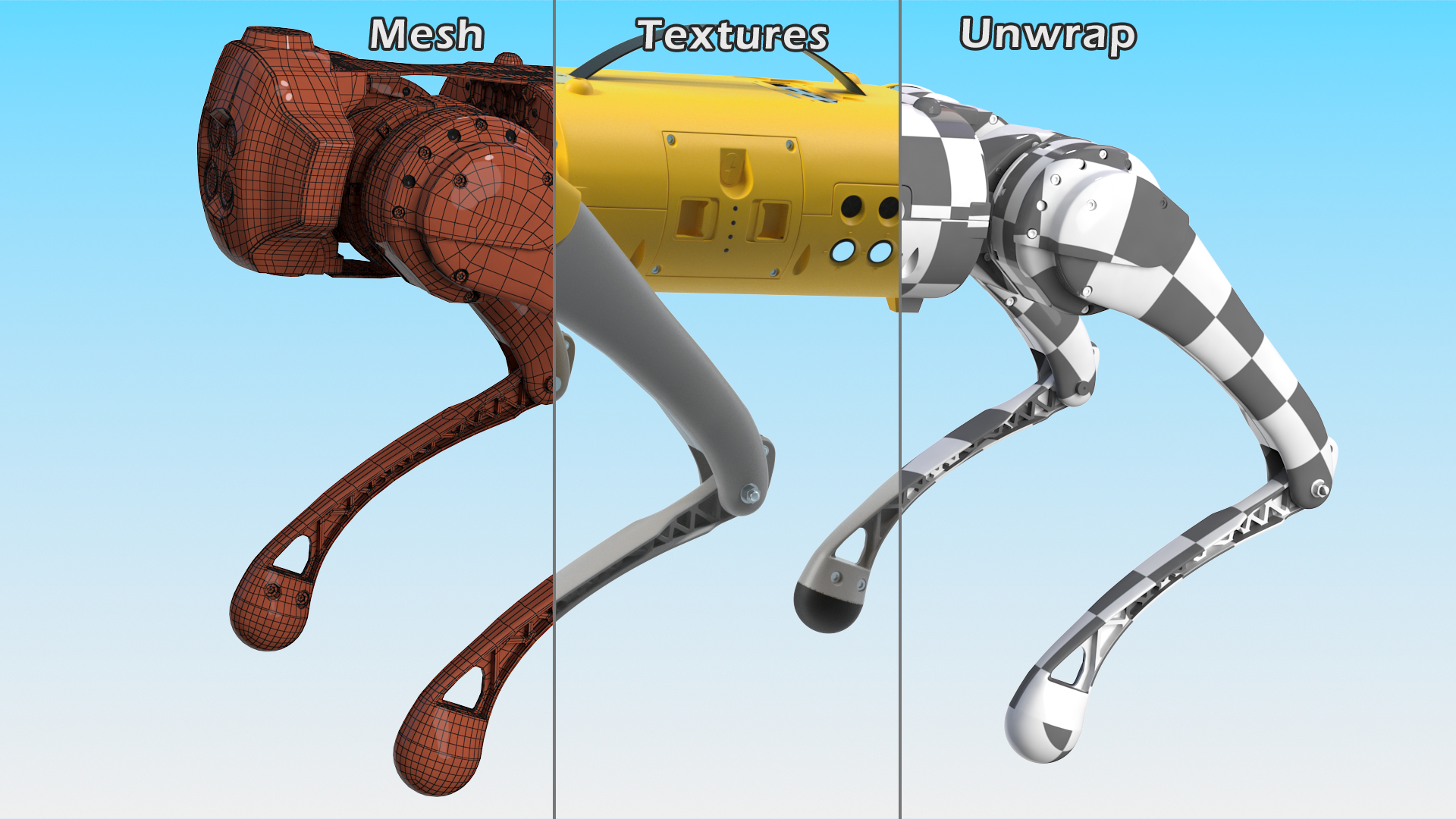 Yellow Dog Robot Rigged for Cinema 4D 3D