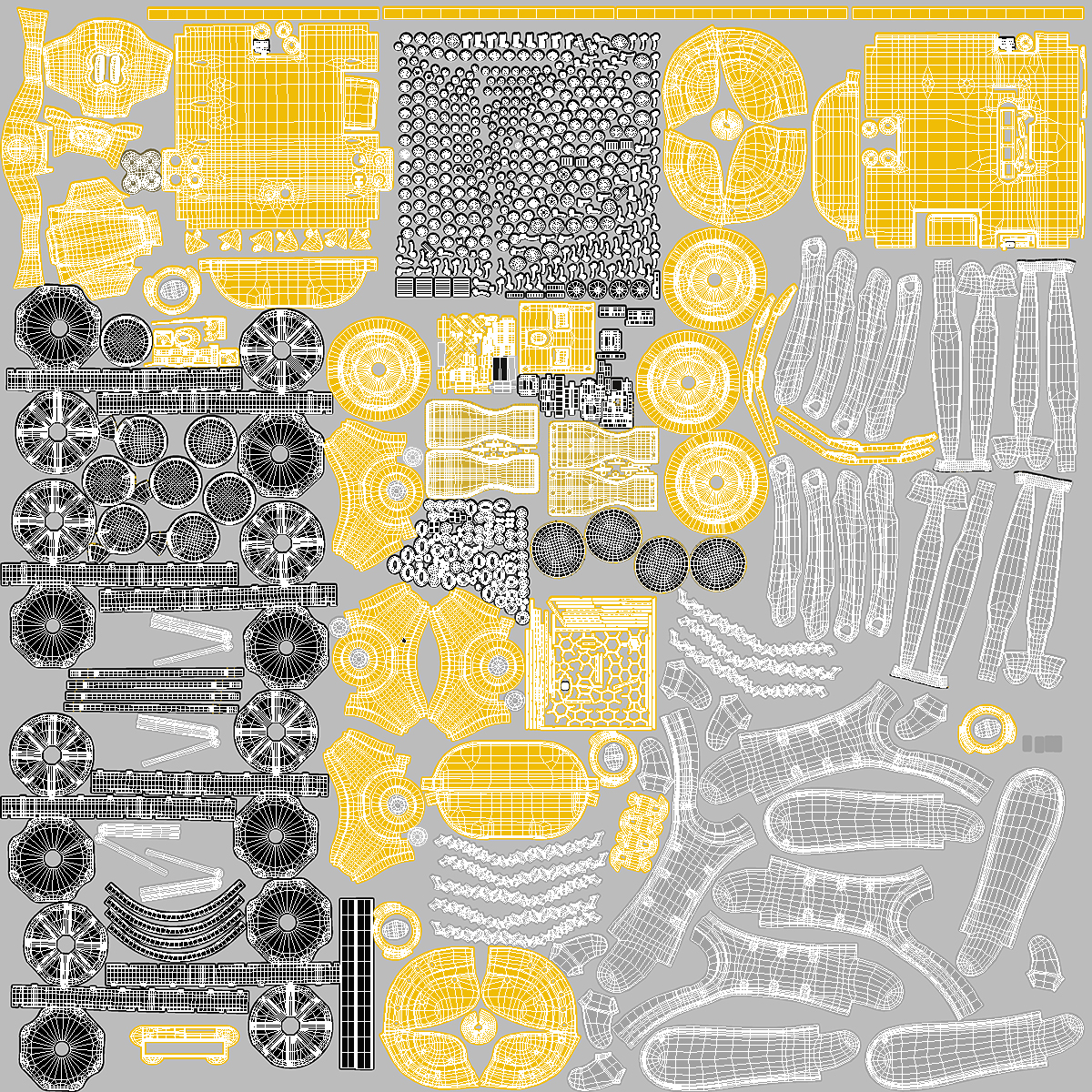 Yellow Dog Robot Rigged for Cinema 4D 3D
