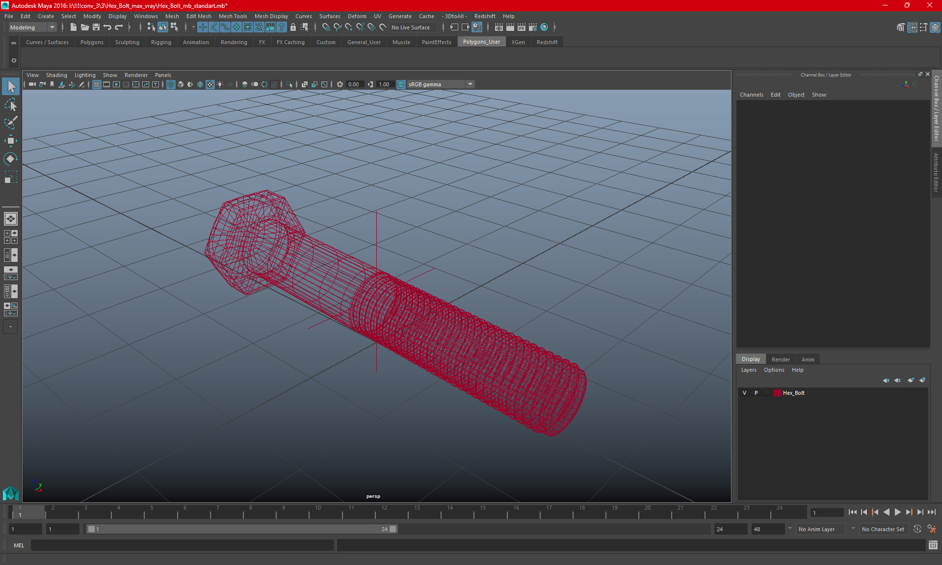 3D model Hex Bolt