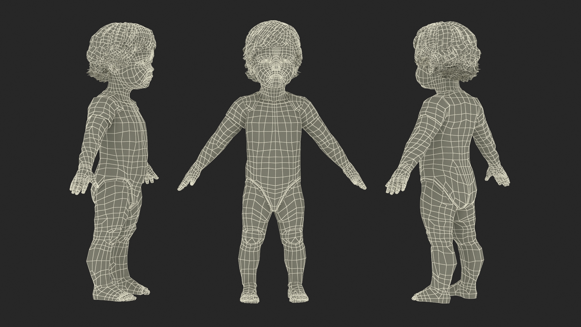 Boy Aged 1 Year in Bodysuit A-Pose 3D model