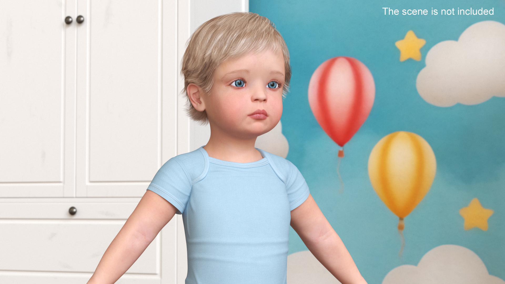 Boy Aged 1 Year in Bodysuit A-Pose 3D model
