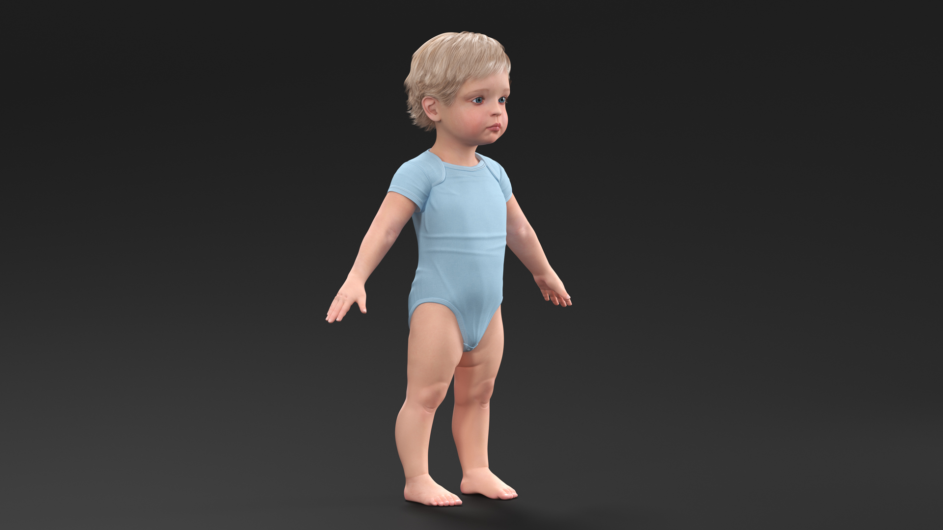 Boy Aged 1 Year in Bodysuit A-Pose 3D model