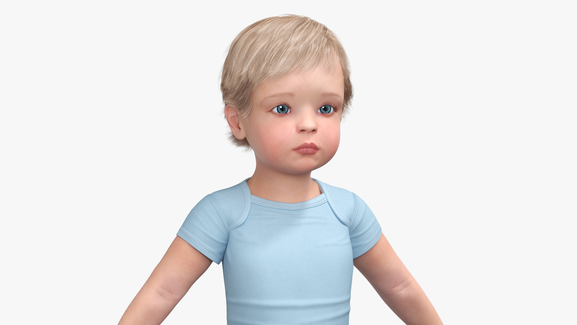 Boy Aged 1 Year in Bodysuit A-Pose 3D model