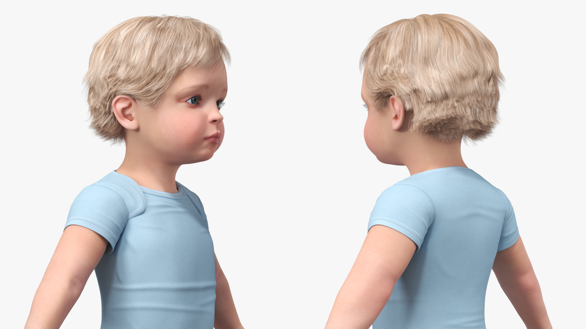 Boy Aged 1 Year in Bodysuit A-Pose 3D model