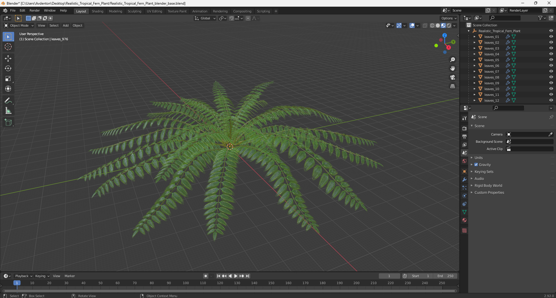 Realistic Tropical Fern Plant 3D model