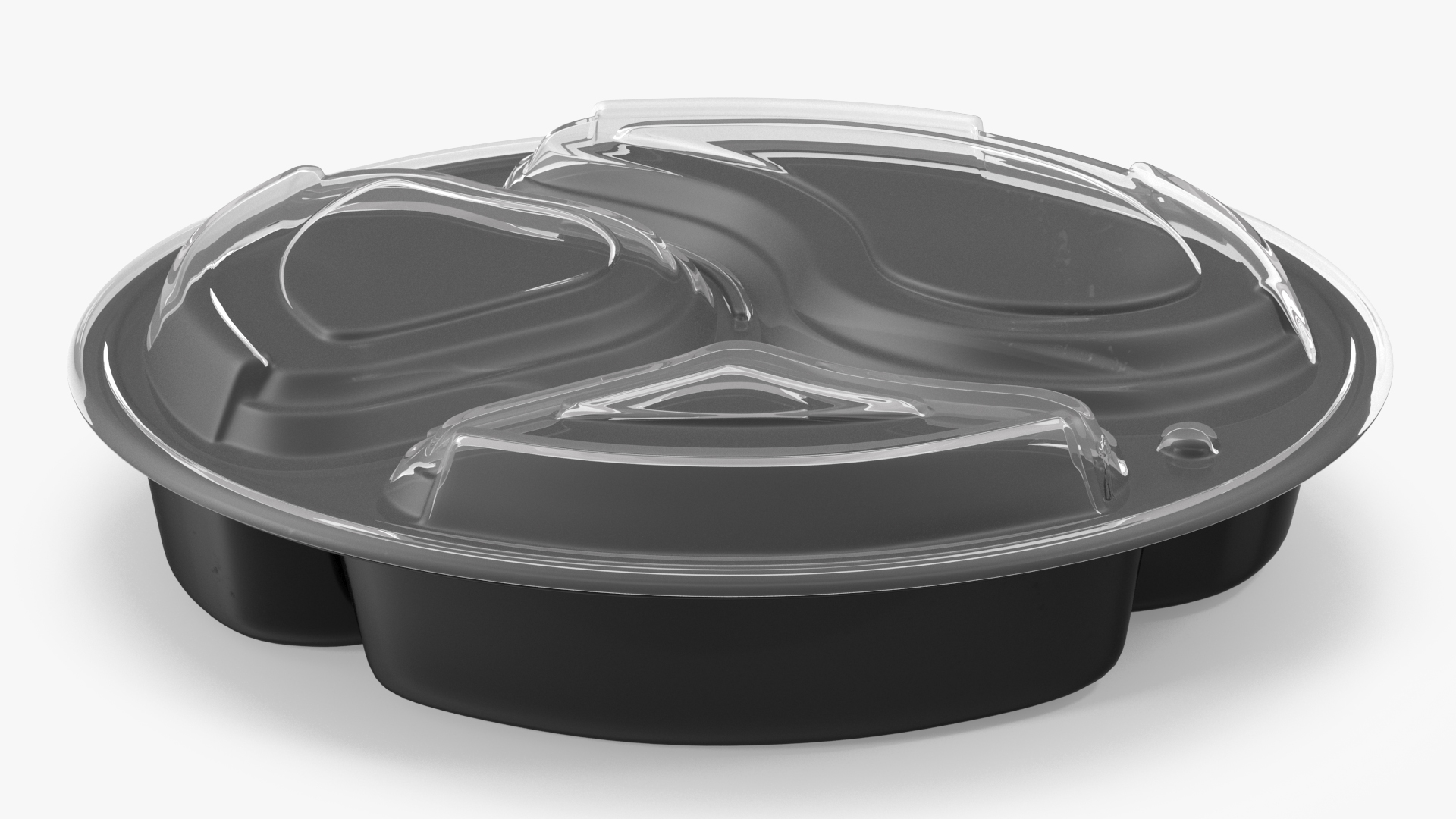 3D Round Takeout Food Container with 3 Compartments and Lid