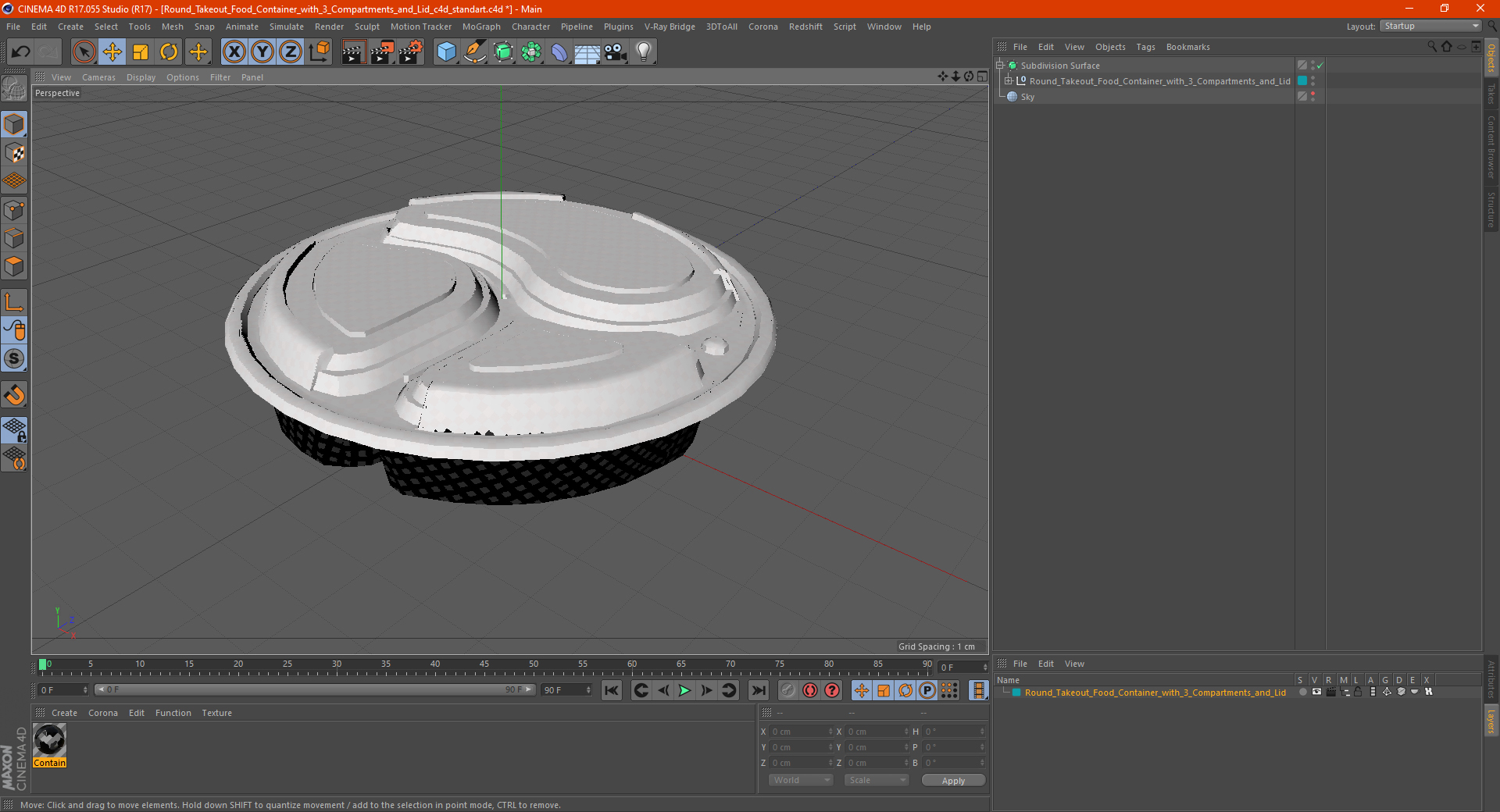 3D Round Takeout Food Container with 3 Compartments and Lid