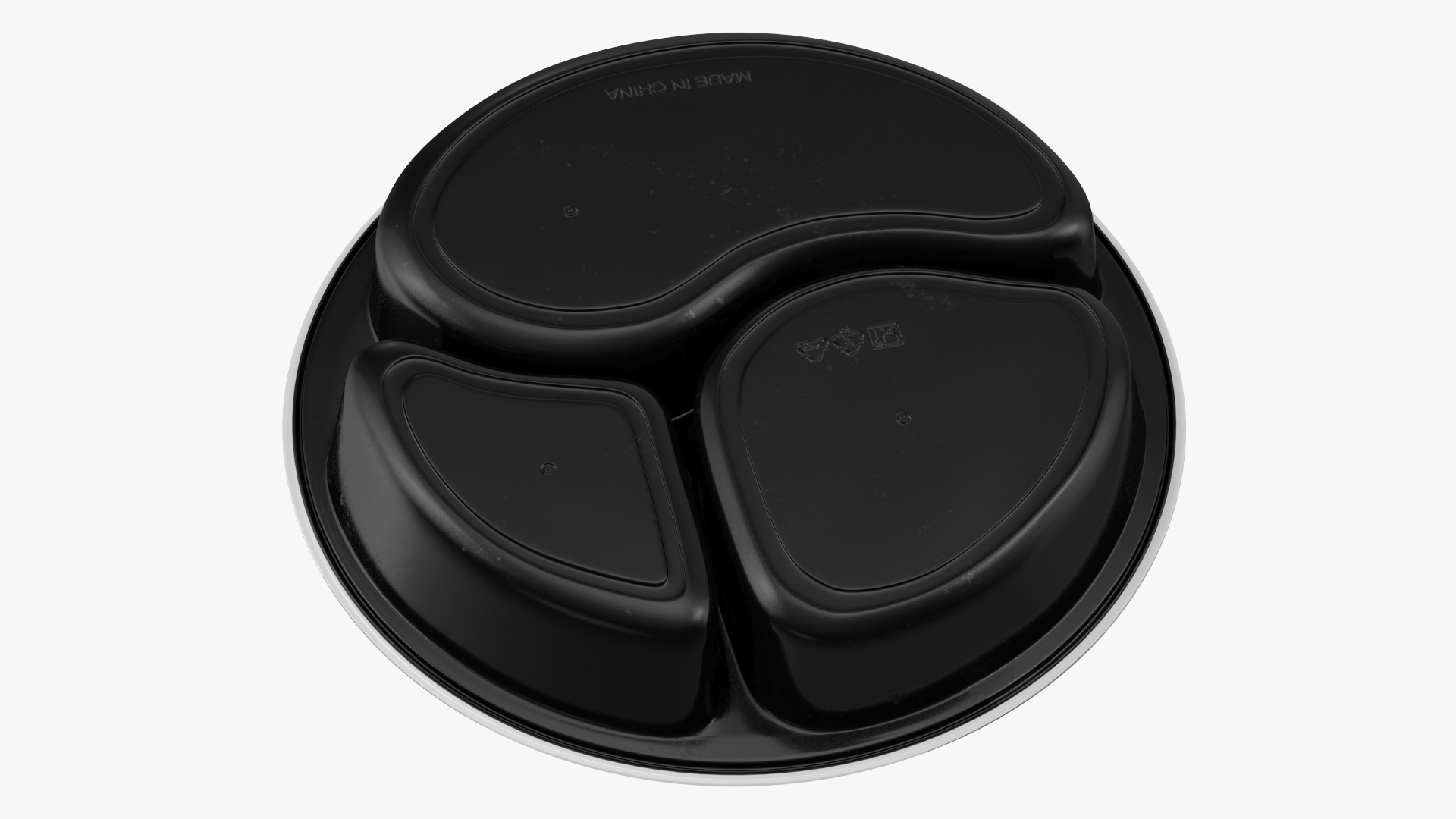 3D Round Takeout Food Container with 3 Compartments and Lid