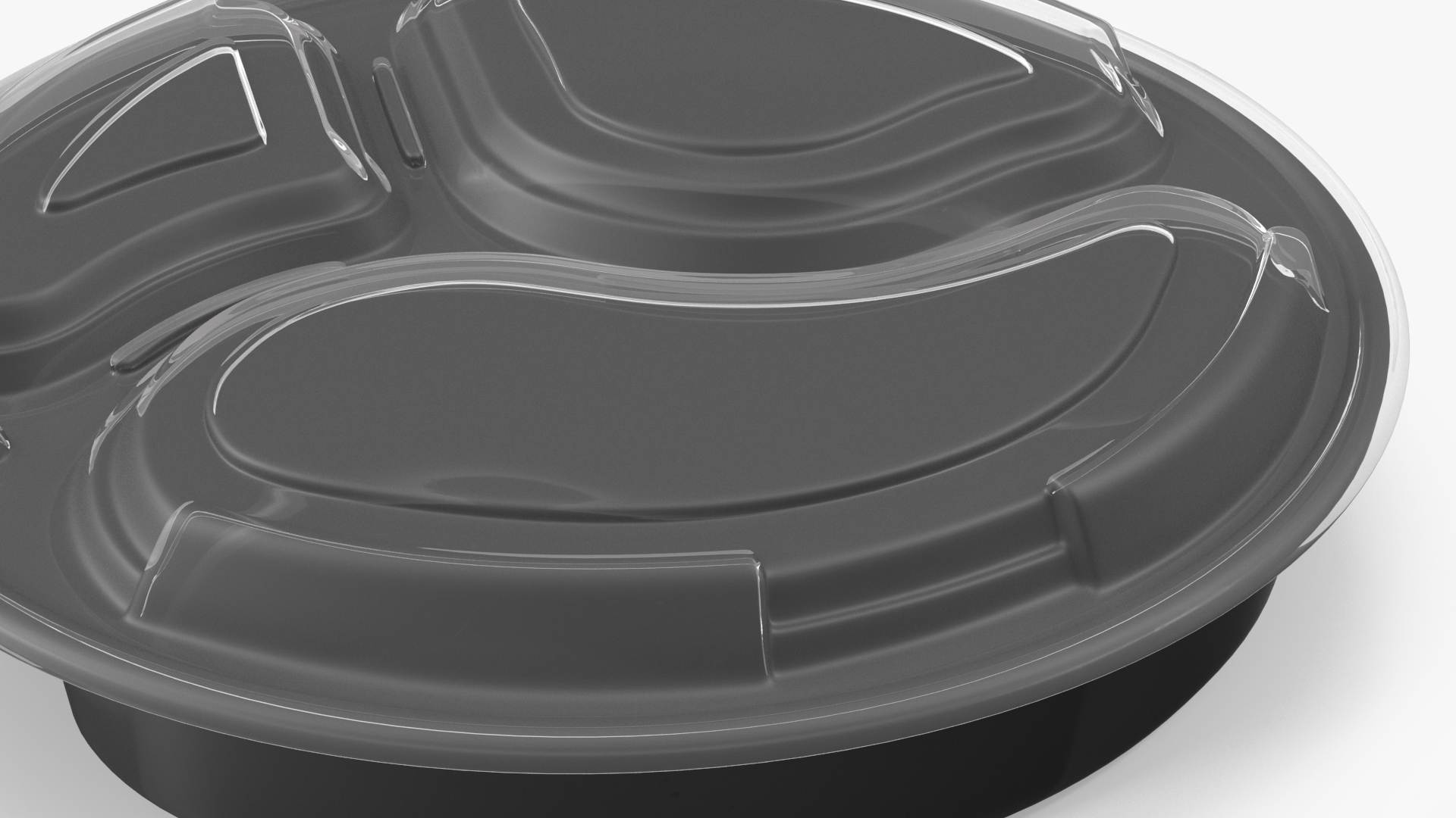 3D Round Takeout Food Container with 3 Compartments and Lid