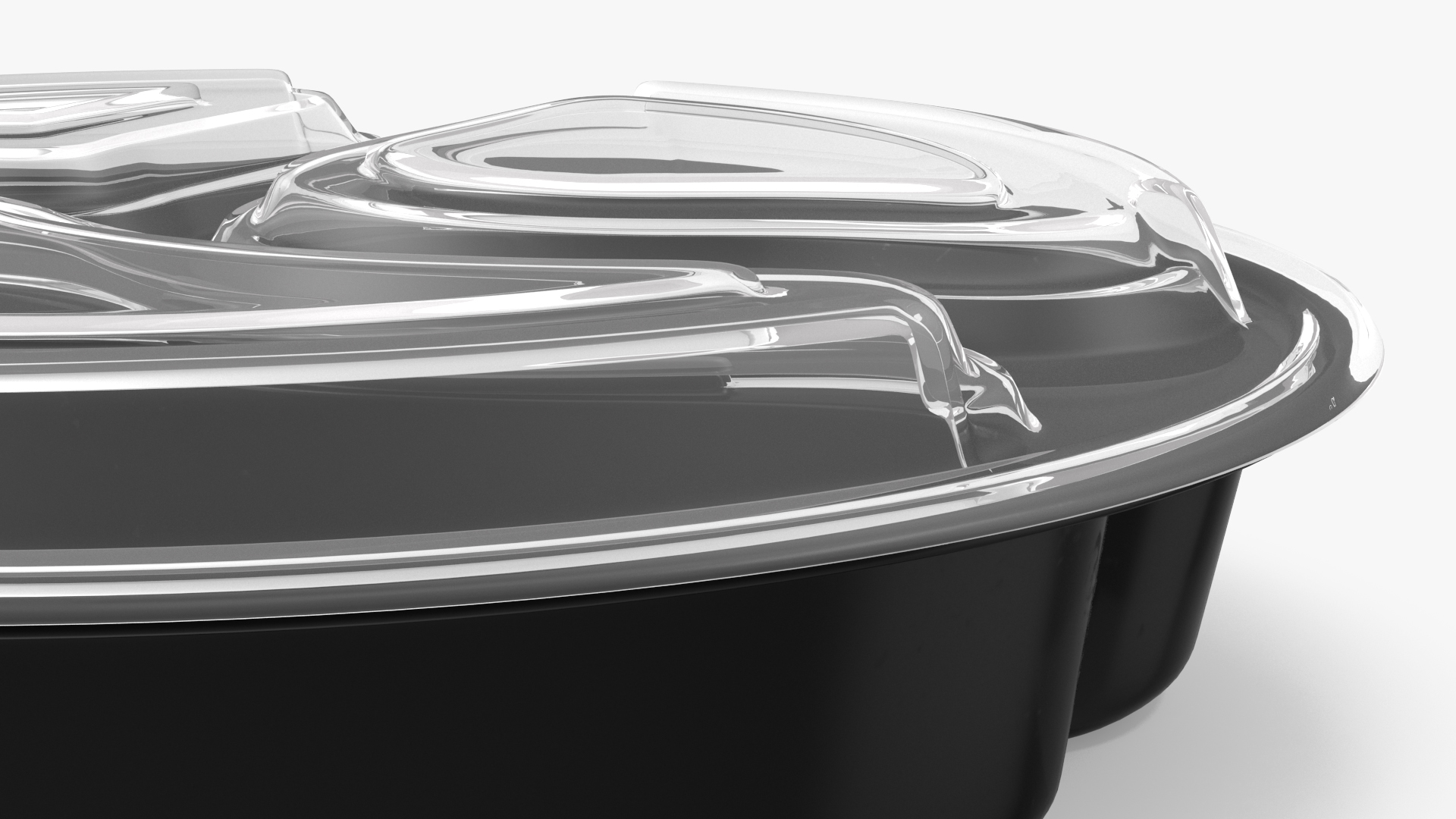 3D Round Takeout Food Container with 3 Compartments and Lid